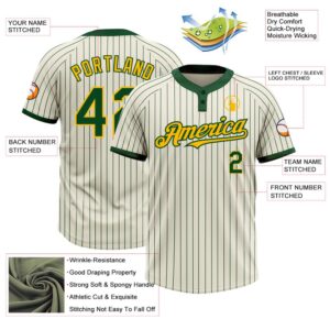 Cream Green Pinstripe Gold Two Button Unisex Softball Jersey Custom Team Softball Jersey 3 ctmci4.jpg
