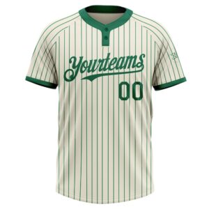 Cream Kelly Green Pinstripe Kelly Green Two Button Unisex Softball Jersey Custom Team Softball Jersey 2 ocgboy.jpg