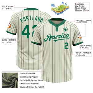Cream Kelly Green Pinstripe Kelly Green Two Button Unisex Softball Jersey Custom Team Softball Jersey 3 ctl7wn.jpg