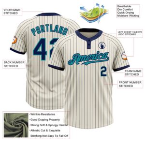 Cream Navy Pinstripe Teal Two Button Unisex Softball Jersey Custom Team Softball Jersey 3 xzatqt.jpg