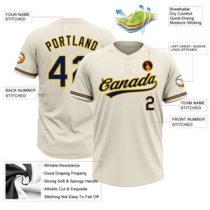 Cream Navy Yellow Two Button Unisex Softball Jersey Custom Team Softball Jersey 3 khm1wp.jpg