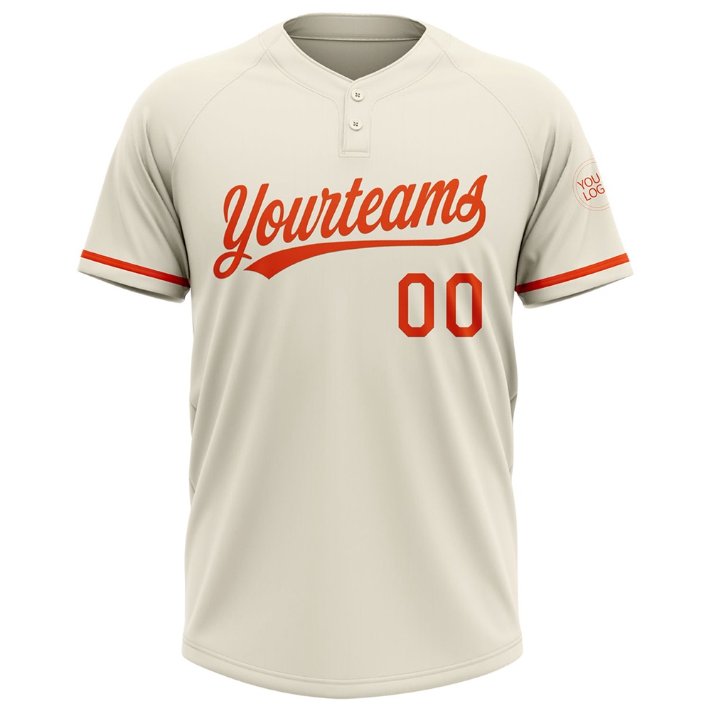 Cream Orange Two Button Unisex Softball Jersey, Custom Team Softball Jersey Cream Orange Two Button Unisex Softball Jersey, Custom Team Softball Jersey