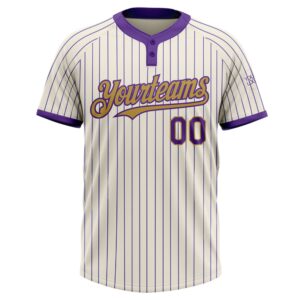 Cream Purple Pinstripe Old Gold Two Button Unisex Softball Jersey Custom Team Softball Jersey 2 ezczzz.jpg