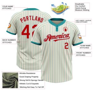Cream Teal Pinstripe Red Gray Two Button Unisex Softball Jersey Custom Team Softball Jersey 3 fuhuqu.jpg
