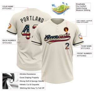 Cream Vintage USA Flag Black Two Button Unisex Softball Jersey Custom Team Softball Jersey 3 ynnbbp.jpg