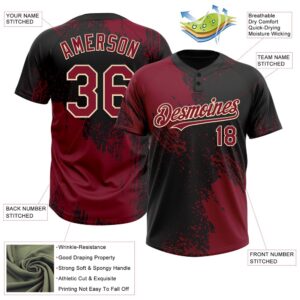 Crimson Black Cream 3D Pattern Abstract Brush Stroke Two Button Unisex Softball Jersey Custom Team Softball Jersey 3 mslzyt.jpg