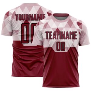 Crimson Black Geometric Shapes Sublimation Soccer Uniform…