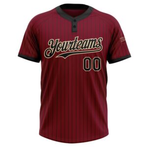 Crimson Black Pinstripe Cream Two Button Unisex Softball Jersey Custom Team Softball Jersey 2 kicpm5.jpg