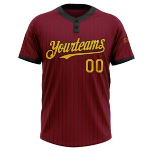 Crimson Black Pinstripe Gold Two Button Unisex Softball Jersey Custom Team Softball Jersey 2 yfvcmu.jpg