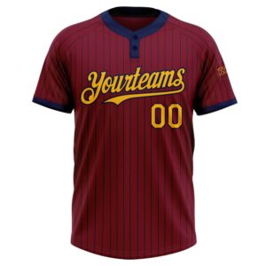 Crimson Navy Pinstripe Gold Two Button Unisex Softball Jersey Custom Team Softball Jersey 2 u5cjkz.jpg