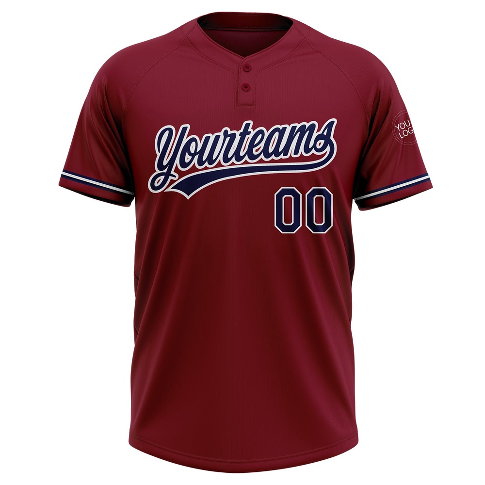 Crimson Navy White Two Button Unisex Softball Jersey, Custom Team Softball Jersey Crimson Navy White Two Button Unisex Softball Jersey, Custom Team Softball Jersey