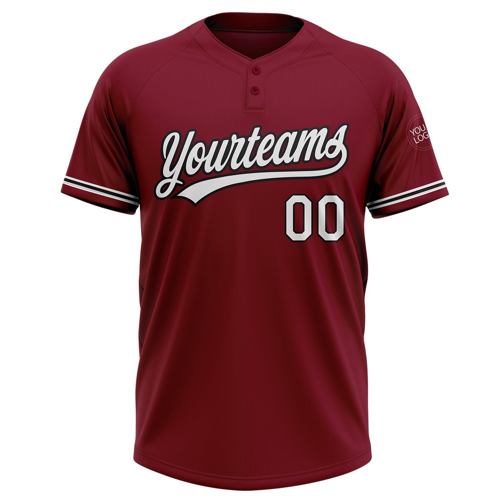Crimson White Black Two Button Unisex Softball Jersey, Custom Team Softball Jersey Crimson White Black Two Button Unisex Softball Jersey, Custom Team Softball Jersey
