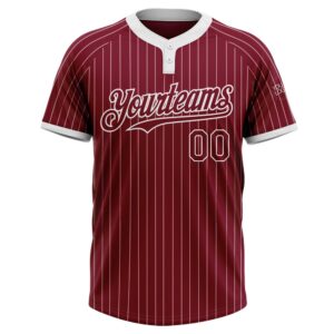 Crimson White Pinstripe White Two Button Unisex Softball Jersey Custom Team Softball Jersey 2 cqerfj.jpg