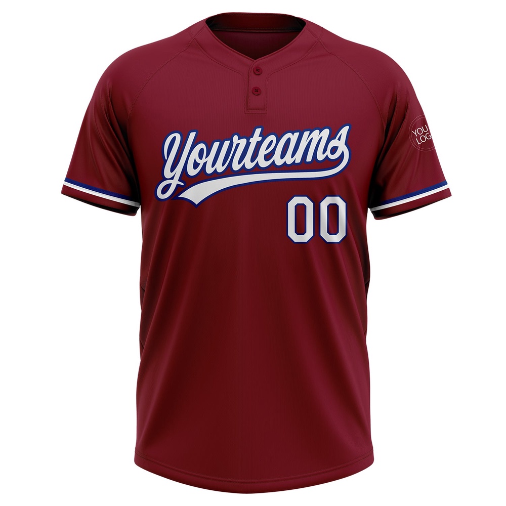Crimson White Royal Two Button Unisex Softball Jersey, Custom Team Softball Jersey Crimson White Royal Two Button Unisex Softball Jersey, Custom Team Softball Jersey