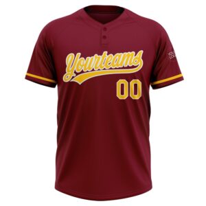 Crimson Yellow White Two Button Unisex Softball Jersey Custom Team Softball Jersey 2 fsj4b5.jpg