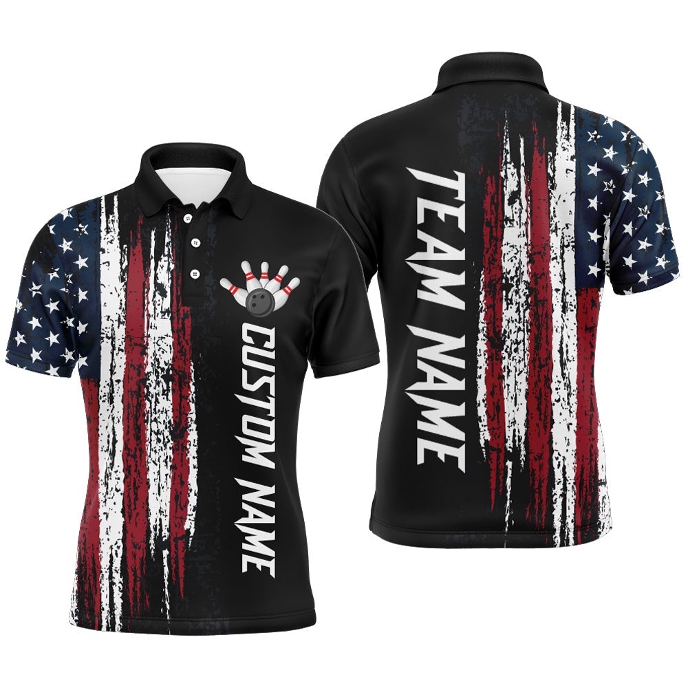 Custom American Flag Bowling Polo Shirts For Men & Women Patriotic Bowling Team Polo Shirt, Personalized Bowling Team Shirt Custom American Flag Bowling Polo Shirts For Men & Women Patriotic Bowling Team Polo Shirt, Personalized Bowling Team Shirt