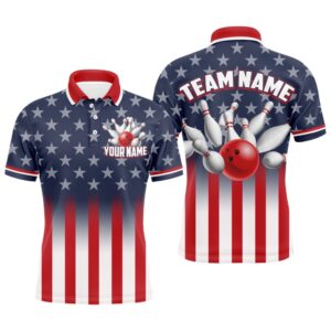 Custom American Flag Bowling Shirt For Men…
