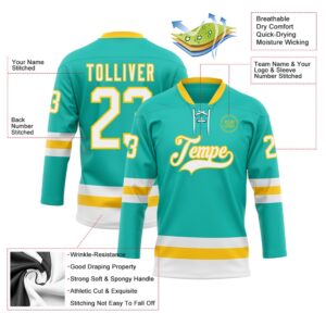Custom Aqua White Yellow Hockey Lace Neck Jersey New Hockey Jersey Personali Sport Team Jersey Shirt 3 e01vld.jpg