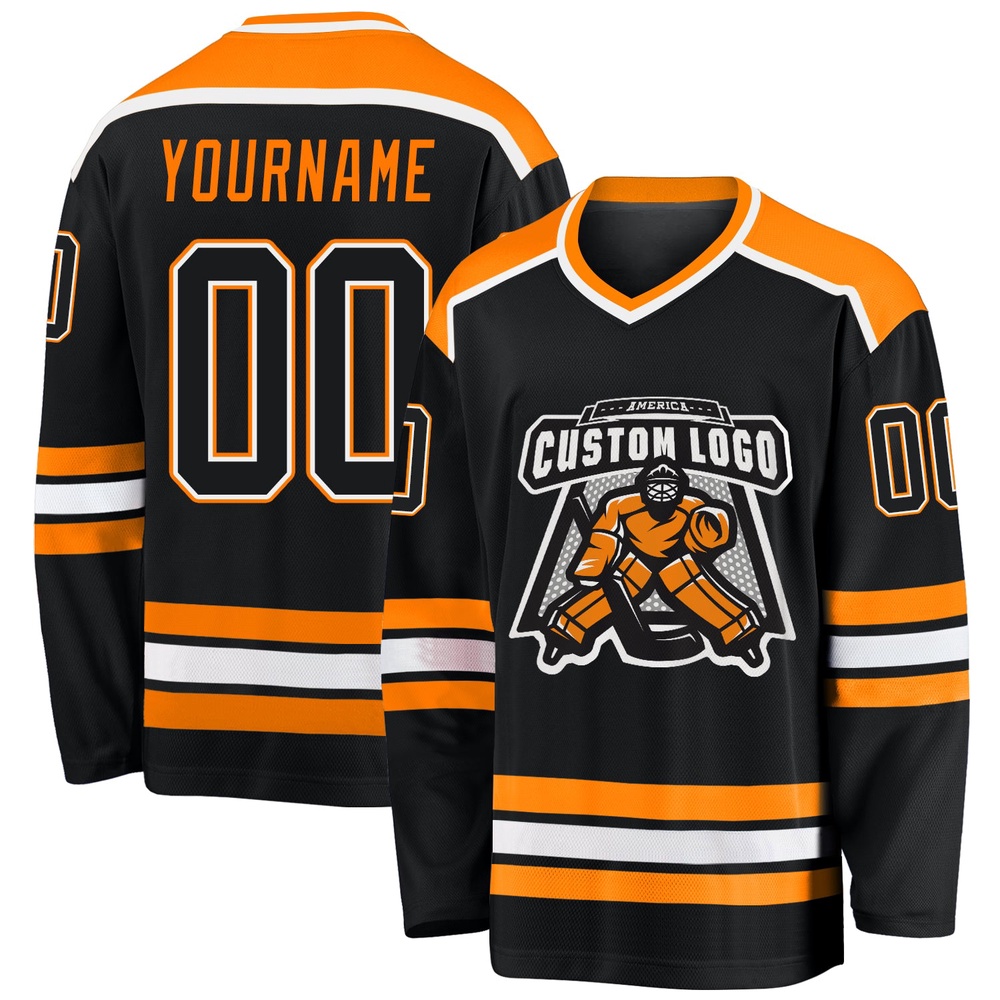 Custom Black Black Bay Orange Hockey Jersey, New Hockey Jersey, Personali Sport Team Jersey Shirt