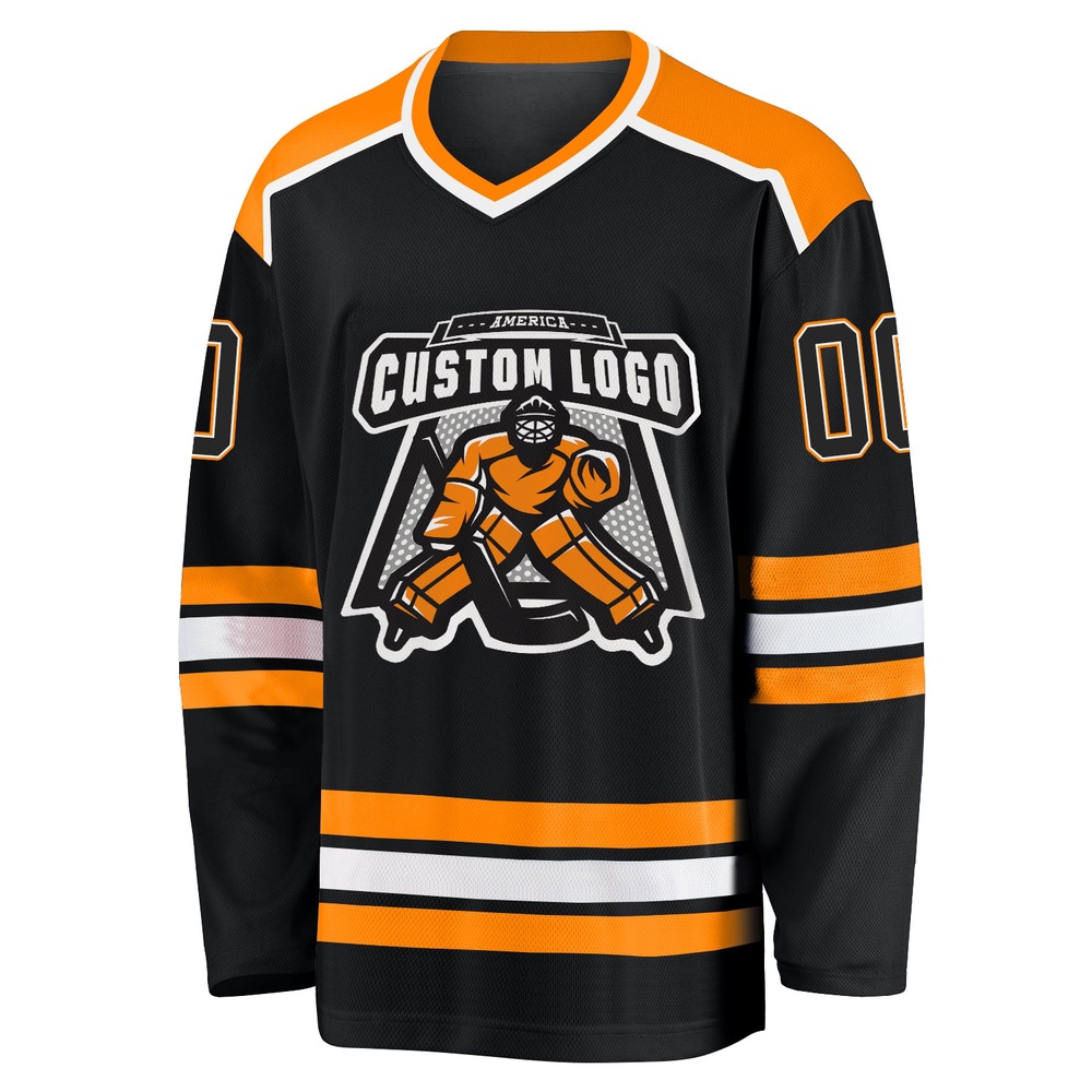Custom Black Black Bay Orange Hockey Jersey, New Hockey Jersey, Personali Sport Team Jersey Shirt