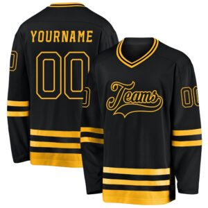 Custom Black Black Gold Hockey Jersey, New…