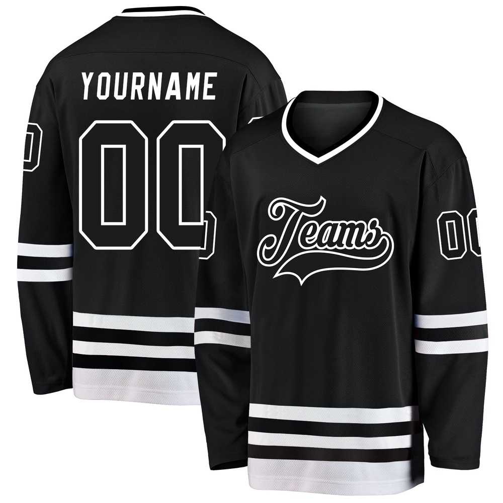 Custom Black Black White Hockey Jersey, New Hockey Jersey, Personali Sport Team Jersey Shirt