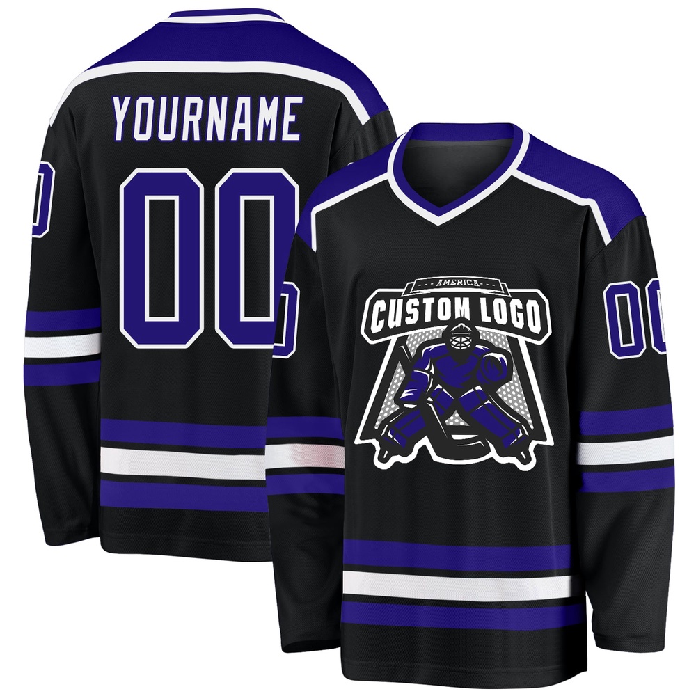 Custom Black Dark Purple White Hockey Jersey, New Hockey Jersey, Personali Sport Team Jersey Shirt Custom Black Dark Purple White Hockey Jersey, New Hockey Jersey, Personali Sport Team Jersey Shirt