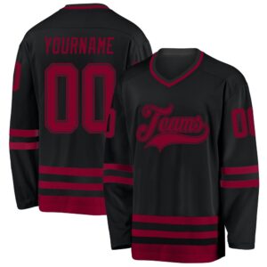 Custom Black Maroon Hockey Jersey, New Hockey…