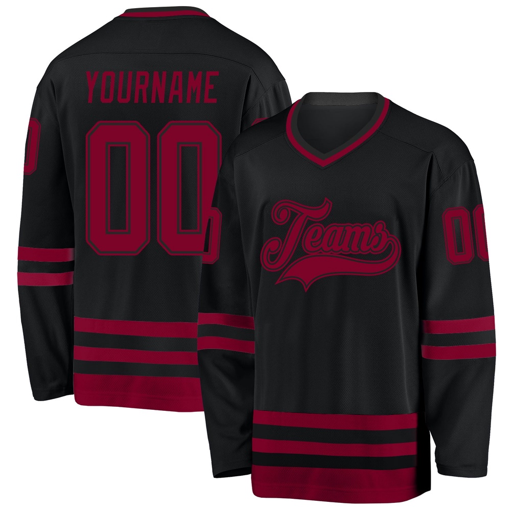 Custom Black Maroon Hockey Jersey, New Hockey Jersey, Personali Sport Team Jersey Shirt