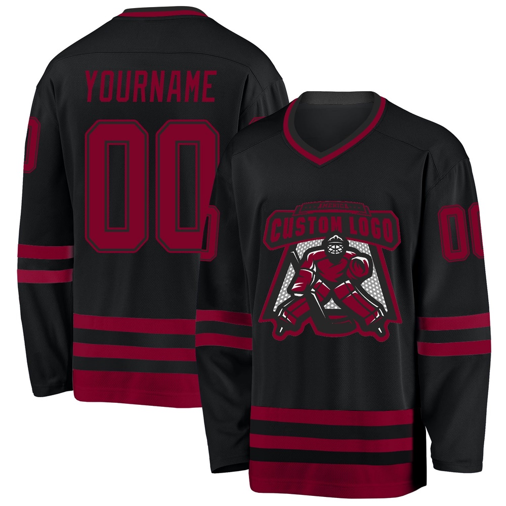Custom Black Maroon Hockey Jersey, New Hockey Jersey, Personali Sport Team Jersey Shirt