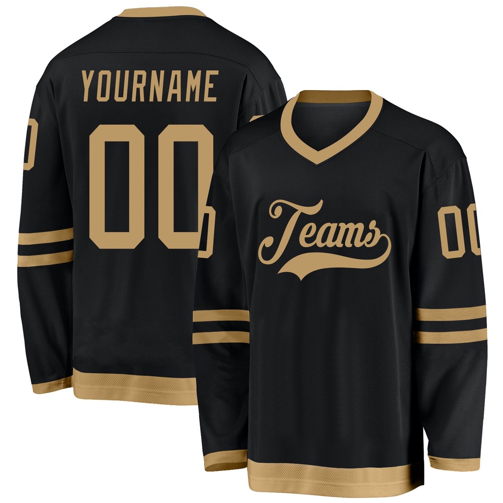 Custom Black Old Gold Hockey Jersey, New Hockey Jersey, Personali Sport Team Jersey Shirt