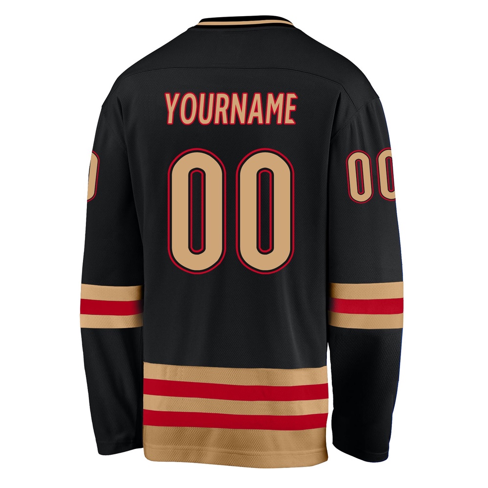 Custom Black Old Gold Red Hockey Jersey, New Hockey Jersey, Personali Sport Team Jersey Shirt