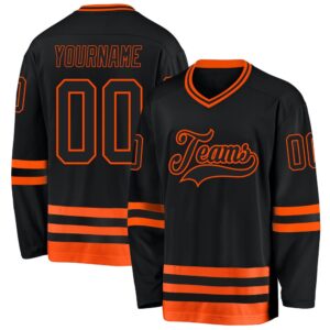 Custom Black Orange Hockey Jersey, New Hockey…