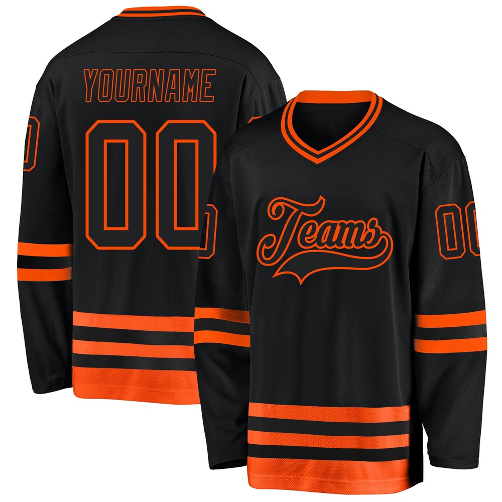 Custom Black Orange Hockey Jersey, New Hockey Jersey, Personali Sport Team Jersey Shirt Custom Black Orange Hockey Jersey, New Hockey Jersey, Personali Sport Team Jersey Shirt
