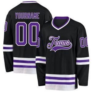 Custom Black Purple White Hockey Jersey, New…