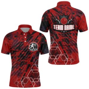 Custom Black&Red Bowling Shirt For Men Bowling…