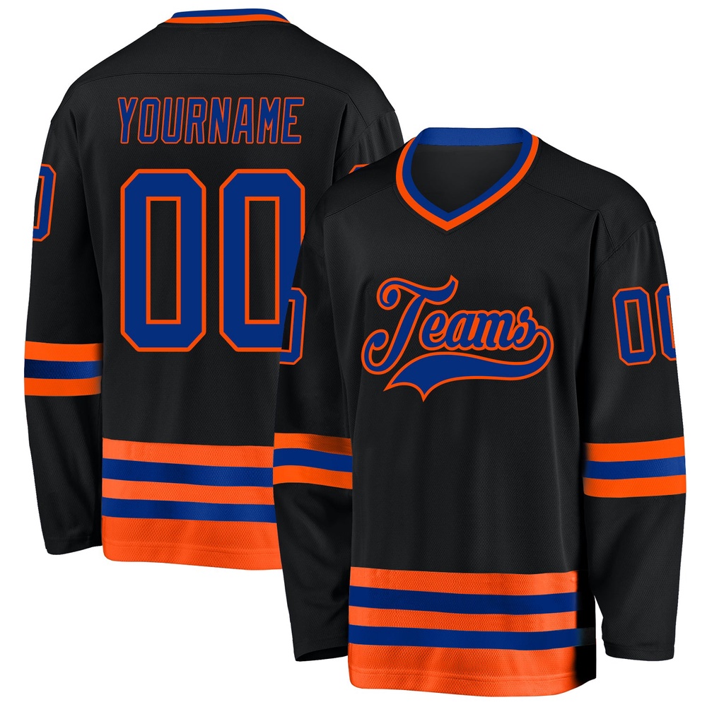 Custom Black Royal Orange Hockey Jersey, New Hockey Jersey, Personali Sport Team Jersey Shirt