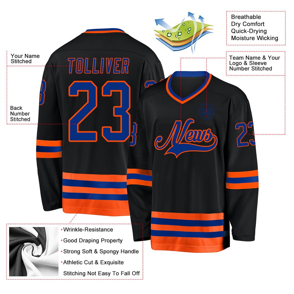 Custom Black Royal Orange Hockey Jersey, New Hockey Jersey, Personali Sport Team Jersey Shirt