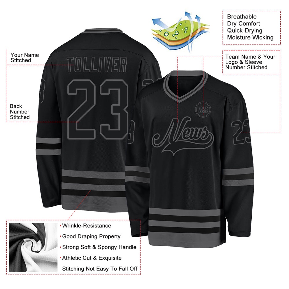 Custom Black Steel Gray Hockey Jersey, New Hockey Jersey, Personali Sport Team Jersey Shirt