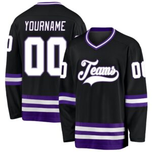 Custom Black White Purple Hockey Jersey, New…