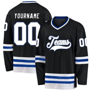 Custom Black White Royal Hockey Jersey, New…