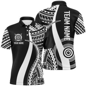 Custom Black White Tribal Pattern Archery Polo…