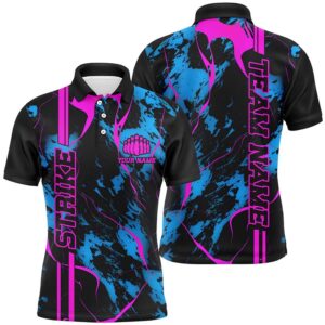 Custom Blue And Pink Strike Bowling Shirts…