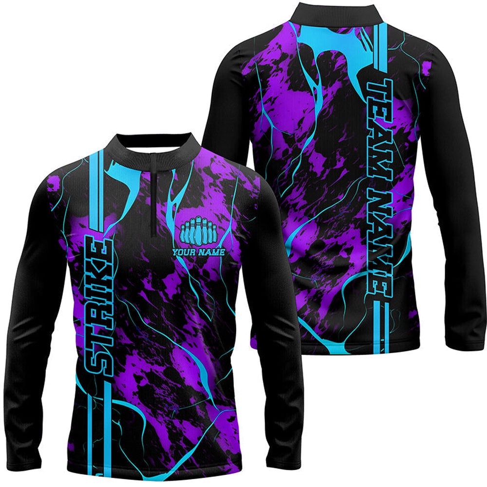 Custom Blue And Purple Camo Strike Bowling Shirts For Men, Bowling Team Uniform With Name, Personalized Bowling Team Shirt Custom Blue And Purple Camo Strike Bowling Shirts For Men, Bowling Team Uniform With Name, Personalized Bowling Team Shirt
