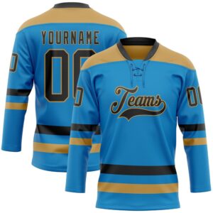 Custom Blue Black Old Gold Hockey Lace…