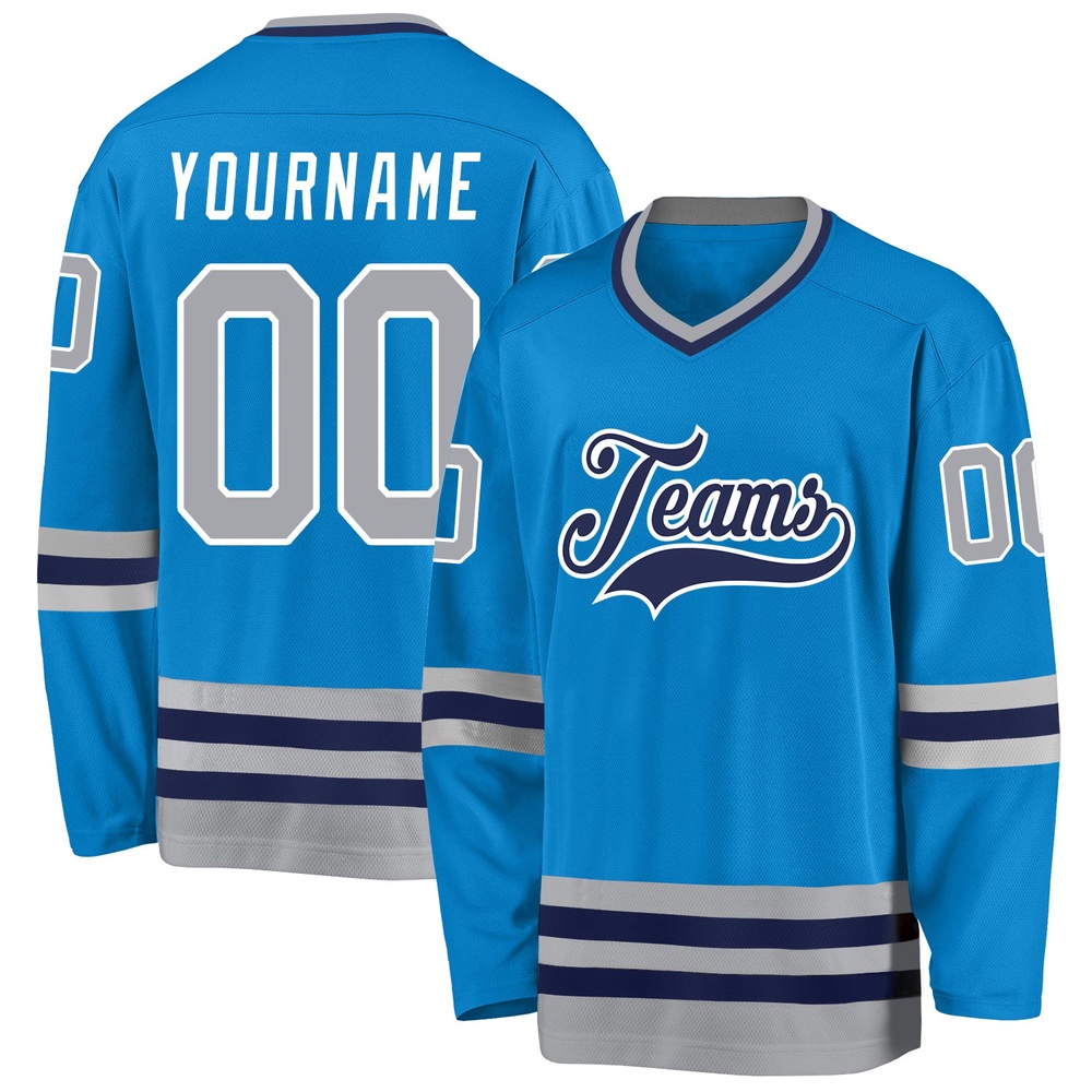 Custom Blue Gray Navy Hockey Jersey, New Hockey Jersey, Personali Sport Team Jersey Shirt