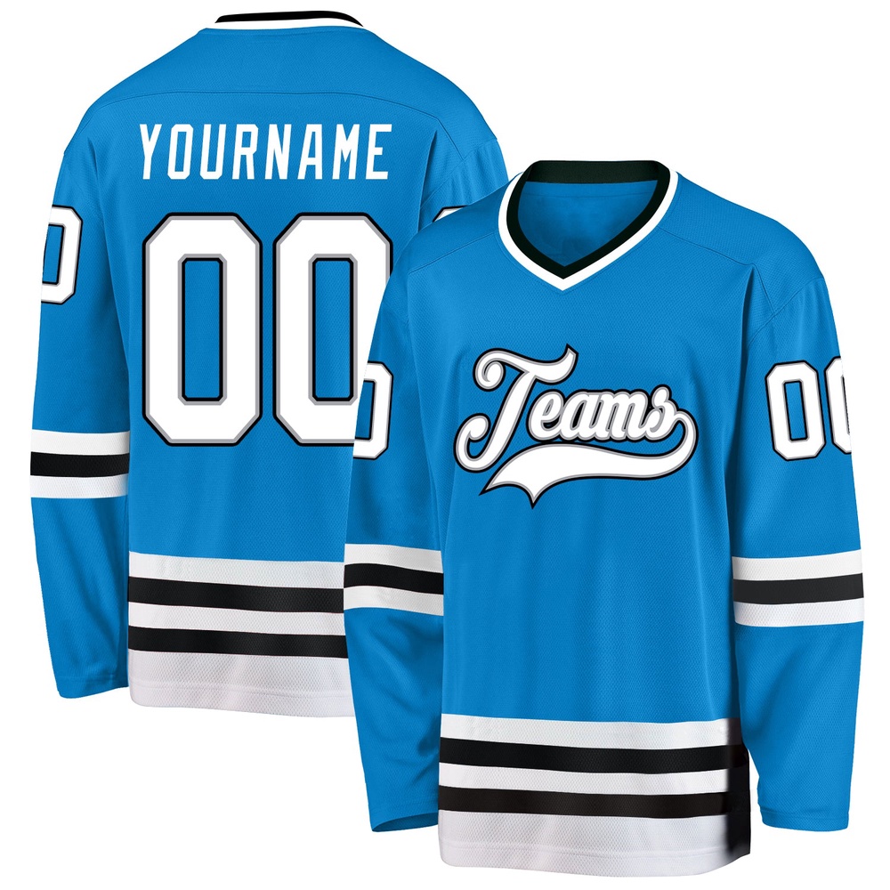 Custom Blue White Black Hockey Jersey, New Hockey Jersey, Personali Sport Team Jersey Shirt