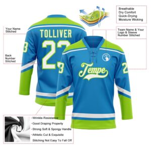 Custom Blue White Neon Green Hockey Lace Neck Jersey New Hockey Jersey Personali Sport Team Jersey Shirt 3 cublsw.jpg