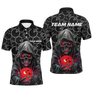 Custom Bowlers Outfits Skull Red Bowling Polo…