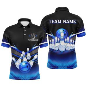 Custom Bowling League Shirt Blue Bowling Polo…